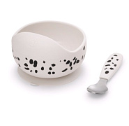 Набор силиконовой посуды Elodie - миска, ложка Dalmatian Dots