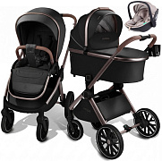 Детская коляска AmaroBaby Motus Premium Ecco Exclusive 3 в 1 с автокреслом Rant Miro Beige черный