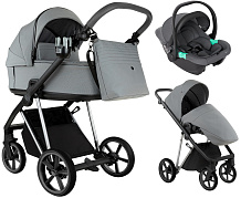 Детская коляска Roan Sol Vintage Luxury 2.0 3 в 1 с автокреслом Pituso Santiso Pro Graphite VIN 01/BT Blue Tea/Blue Tea/руч.Grey/к.Grey