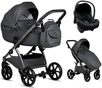 Детская коляска Tutis Uno 5 Plus Leather collection 3 в 1 с автокреслом Elo Lux EduSky Black 1402166 Licorice