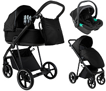 Детская коляска Roan Sol Vintage Leather 2.0 3 в 1 с автокреслом Pituso Santiso Pro Black SL/10/L Black/Black/руч.Черный