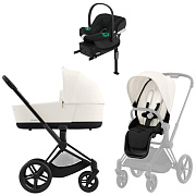 Коляска Cybex Priam IV Matt Black complete Aton B2 Volcano Black Base One 3 в 1 Off White