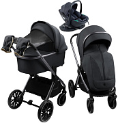 Детская коляска AmaroBaby Genius 4 в 1 с автокреслом Rant Miro Dark Grey и базой серый