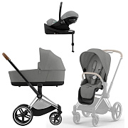 Коляска Cybex Priam IV Chrome Brown complete Cloud G3 Stone Grey Plus Base G3 4 в 1 Mirage Grey