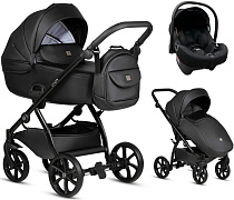 Детская коляска Tutis Uno 5 Plus Leather collection 3 в 1 с автокреслом Elo Lux EduSky Black 1402699 Jet Black