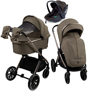 Детская коляска AmaroBaby Genius 3 в 1 с автокреслом Rant Miro Brown коричневый