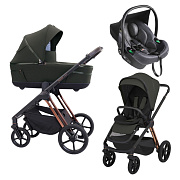 Детская коляска 3 в 1 Espiro Miloo 2025 и автокресло Pi Graphite 204 luxury green / Графитовый (Graphite 117)