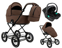 Детская коляска Roan Bass Next Classic d12 2.0 3 в 1 с автокреслом Pituso Santiso Pro Black BNC/81/2 Mocha Mousse/Black/руч.Cappuccino