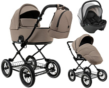 Детская коляска Roan Bass Next Classic d12 2.0 3 в 1 с автокреслом Pituso Baesa Pro Black,Beige Canopy BNC/80/2 Hazel/Black/руч.Black