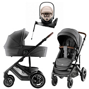 Коляска 3 в 1 Britax Roemer Smile 5Z Style и автокресло Baby-Safe PRO Style Teak + Vario Base 5Z Mineral Grey