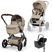 Коляска Cybex Balios S Lux Fold Cot TPE Cloud T Sepia Black Base T 4 в 1 Almond Beige с дождевиками