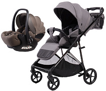 Прогулочная коляска Peppy Amici с автокреслом Verona Brown Grey рама Black Chrome