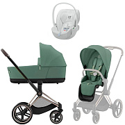 Коляска Cybex Priam IV Rosegold complete Cloud T Urban Mobility White 3 в 1 Leaf Green