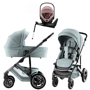 Коляска 3 в 1 Britax Roemer Smile 5Z Style и автокресло Baby-Safe PRO Style Dusty Rose + Vario Base 5Z Harbor Blue