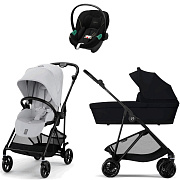 Коляска Cybex Melio Carbon Aton S2 i-Size Moon Black 3 в 1 Fog Grey/Magic Black с дождевиками