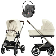 Коляска Cybex Talos S Lux TPE complete Cloud G Lava Grey 3 в 1 Seashell Beige с дождевиками