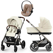 Коляска Cybex Balios S Lux TPE complete Cloud G Almond Beige Plus 3 в 1 Seashell Beige с дождевиками