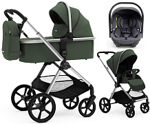 Коляска Agex Life 3 в 1 хромированная рама с автокреслом i-Team ATG080 Grey ALC613 Crocodile (Зеленый)