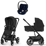Коляска Cybex Talos S Lux BLK complete Cloud T Rebellious Luxury Denim Blue 3 в 1 Moon Black с дождевиками