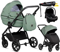 Детская коляска Tutis Uno 6 Plus Essential collection 4 в 1 с автокреслом Elo Lux EduSky Black и базой 1602130 Dark Ivy с сумкой