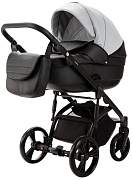 Детская коляска Adamex Lanti Deluxe 3 в 1 LN-SD107 (СВ.СЕР.КОЖА + ЧЕРН. КОЖА)