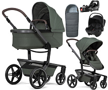 Детская коляска 4 в 1 Joolz Day 5 и автокресло Baby-Safe Core Space Black и база Vario Base 5Z + конверт в подарок Forest green