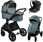 Детская коляска AmaroBaby Motus Premium Ecco 3 в 1 с автокреслом Rant Miro Brown лагуна