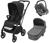 Детская коляска Maxi-Cosi Leona² Oria 3 в 1 с автокреслом CabrioFix Select grey 1204390110 Twillic Black/1507029110 Select Grey