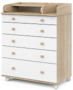 Детский пеленальный комод Pituso Tori колесо Дуб сонома-белый