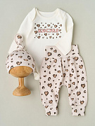 Боди, штанишки, узелок Little Star Кисуля 728126 (ЧЗ-мз) крем, р. 62 62