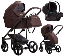 Детская коляска Bebetto Magnum Light 3 в 1 с автокреслом Avionaut Cosmo 20 коричневый, коричневая рама