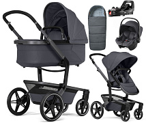 Детская коляска 4 в 1 Joolz Day 5 и автокресло Baby-Safe Core Midnight Grey2 и база Vario Base 5Z + конверт в подарок Stone grey