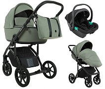 Детская коляска Roan Bass Next 2.0 3 в 1 с автокреслом Pituso Santiso Pro Black BSN/43/2 Sage Green/Black/руч.Black