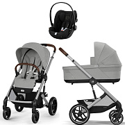 Коляска Cybex Balios S Lux SLV complete Cloud G Moon Black 3 в 1 Stone Grey с дождевиками