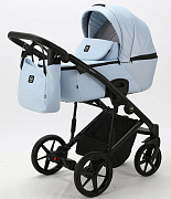 Детская коляска Adamex Mobi Deluxe 3 в 1 M-SD03 (ГОЛУБАЯ+ГОЛУБАЯ ПЕРЛ.КОЖА)