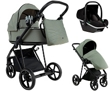 Детская коляска Roan Sol 2.0 3 в 1 с автокреслом Tutis Elo Black SLL/33/T Sage Green/Black/руч.Black