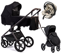 Детская коляска Peppy Monaco Thermo 3 в 1 с автокреслом Welldon Crown 2 Black (черный), рама серо-коричневая