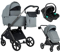 Детская коляска Pituso Teffy 3 в 1 с автокреслом Santiso Pro Black Blue Tea/Graphite