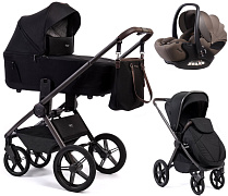 Детская коляска Peppy Monaco Thermo 3 в 1 с автокреслом Verona Brown Black (черный), рама серо-коричневая