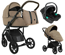 Детская коляска Roan Bass Next 2.0 3 в 1 с автокреслом Pituso Santiso Pro Black BSN/42/2 Mocha Mousse/Black/руч.Cappuccino