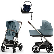 Коляска Cybex Talos S Lux TPE complete Cloud T Rebellious Luxury Denim Blue Base T 4 в 1 Stormy Blue с дождевиками