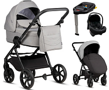 Детская коляска Tutis Leo 3 Plus 4 в 1 с автокреслом Elo Lux EduSky Black и базой 1582068 Warm Grey