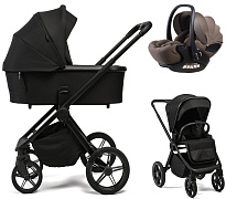 Детская коляска Peppy Monaco Plus 3 в 1 с автокреслом Verona Brown Black (черный), рама черная