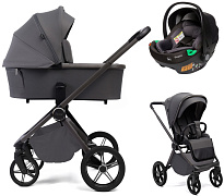 Детская коляска Peppy Monaco Plus 3 в 1 с автокреслом First Black Antrazit (графитовый), рама серая