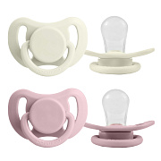 Набор силиконовых пустышек Paomma 0-6 мес, 2 шт в контейнере PPS11412 zephyr/buttercream