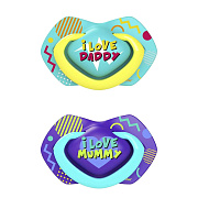 Пустышка силиконовая Canpol babies Neon Love симметричная 0-6 мес 2 шт 22/652 голубой
