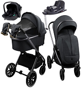 Детская коляска AmaroBaby Genius 4 в 1 с автокреслом Rant Miro Black и базой серый