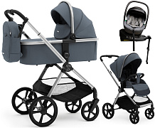 Коляска Agex Life 4 в 1 хромированная рама с автокреслом i-Safe Grey и базой ALG590 Chrome Grey (Серый)