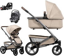Детская коляска 4 в 1 Joolz Geo5 и автокресло Baby-Safe Core Frost Grey и база Vario Base 5Z без адаптеров Sandy Taupe