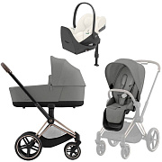 Коляска Cybex Priam IV Rosegold complete Cloud T Off White Plus Base T 4 в 1 Mirage Grey